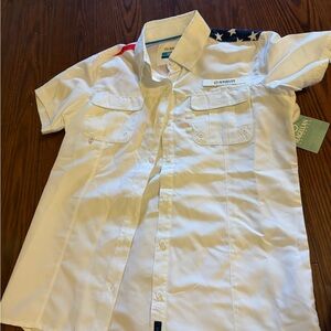 Women Magellan red white blue Short Sleeve USA Shirt